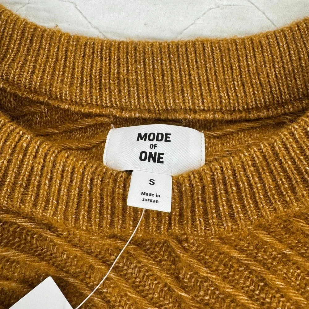 Mode of One Mens Relaxed‎ Fit Diagonal Texture Sweater French Vicuna Brown Small